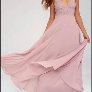 XS Dusty Lavender Lace Maxi Dress.